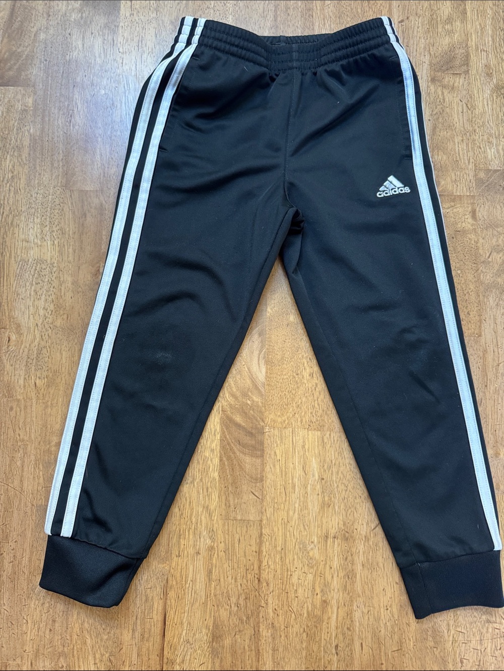 adidas Kids Black Joggers with White Side Stripes